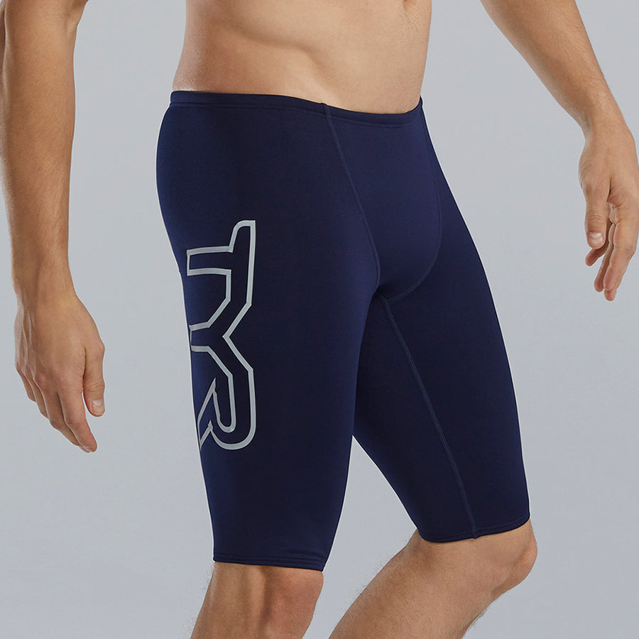 TYR Durafast Elite® Large Logo Jammer Swimsuit - Navy