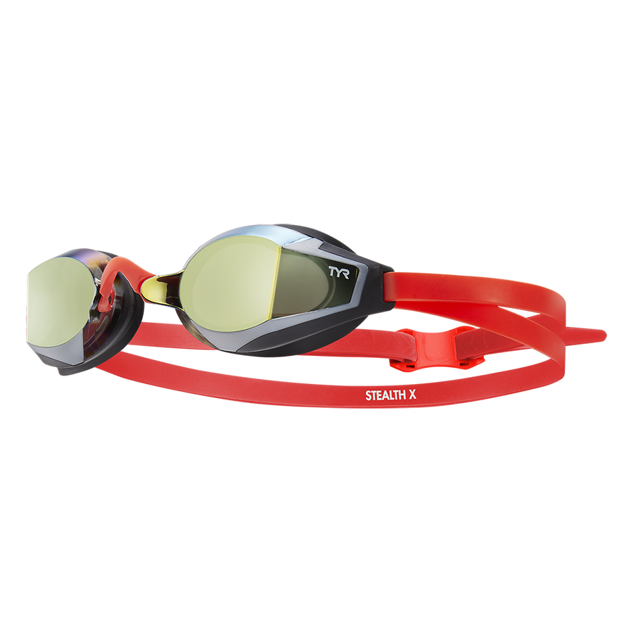 TYR Stealth-X Mirrored Performance Goggles - Rainbow/Red