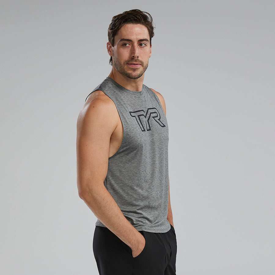 TYR Grey ClimaDry™ Big Logo Tech Tank