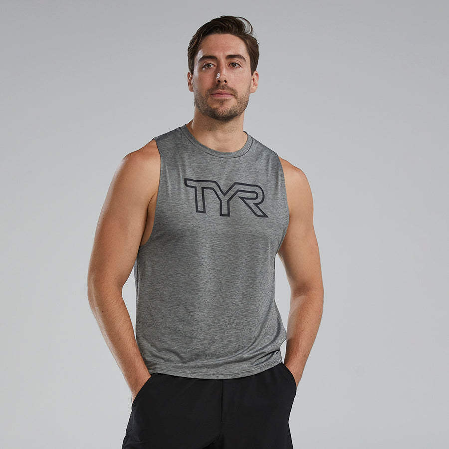 TYR Grey ClimaDry™ Big Logo Tech Tank