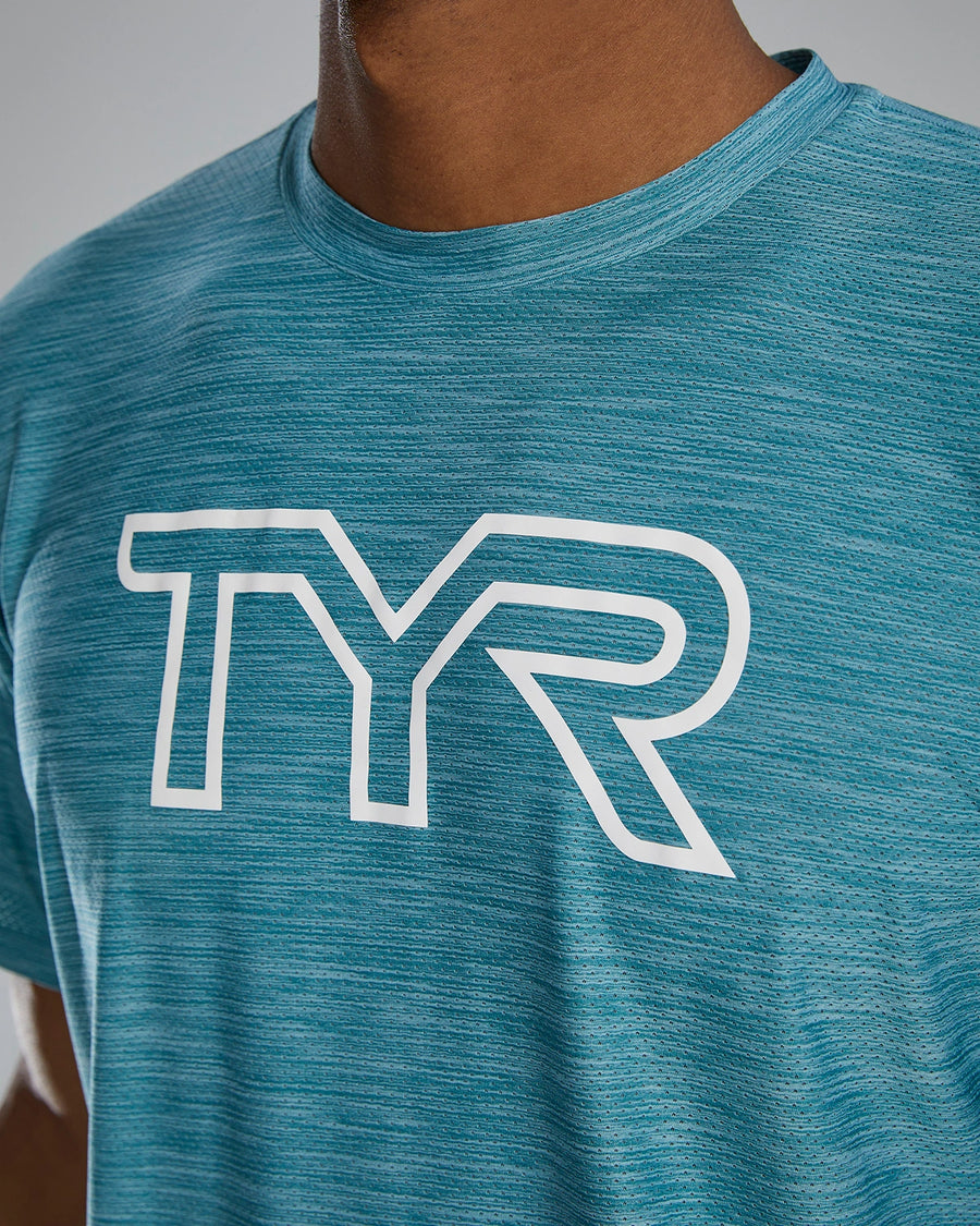 TYR Airtec™ Men's Big Logo Tee - Delpine BLue Heather