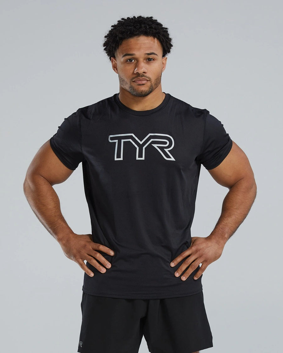 TYR Airtec™ Men's Big Logo Tee - Solid Heather Black