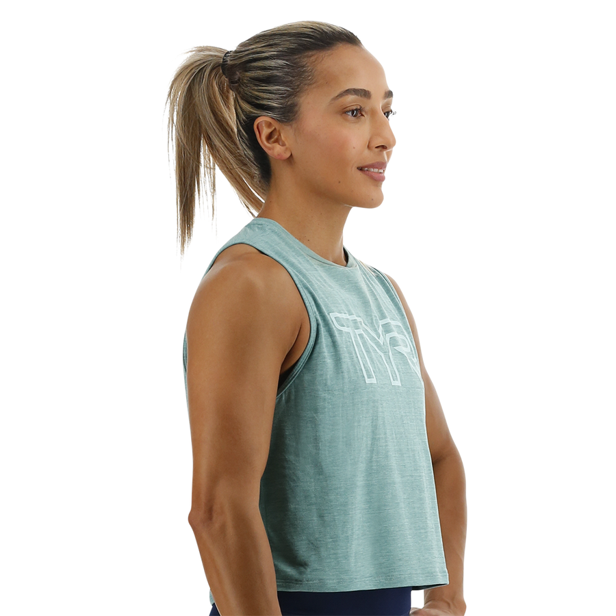 TYR ClimaDry™ Women's Cropped Tech Tank - North Atlantic Heather