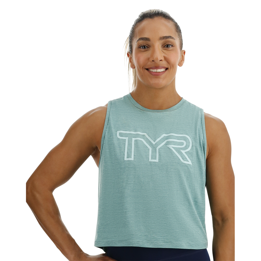 TYR ClimaDry™ Women's Cropped Tech Tank - North Atlantic Heather