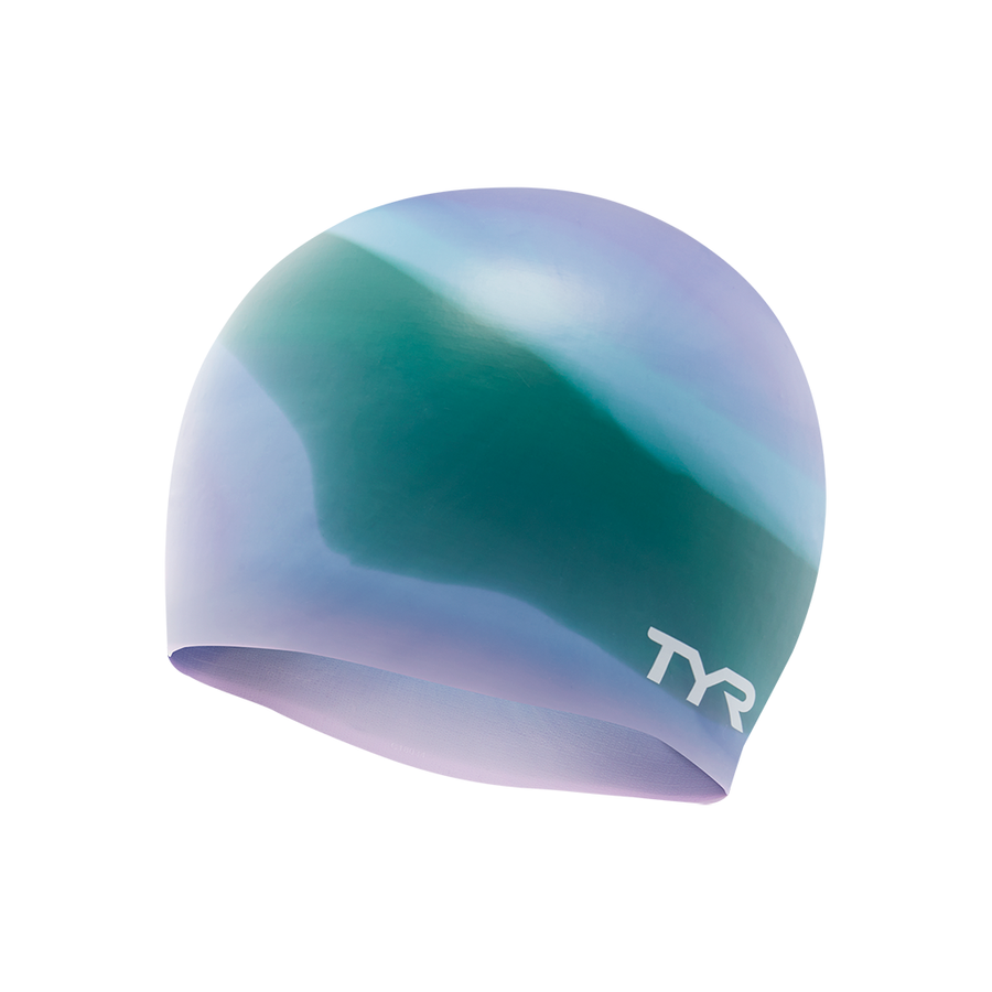 TYR Wrinkle-Free Silicone Purple/Green Multi Swim Cap