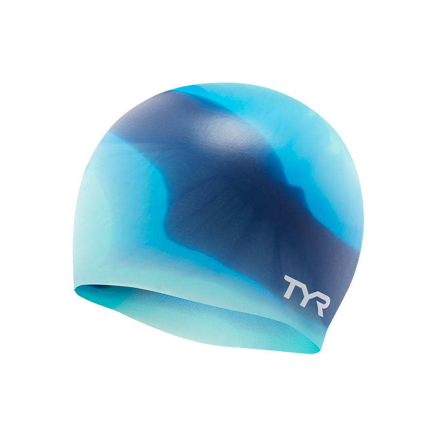 TYR Wrinkle-Free Silicone Blue/Teal Multi Swim Cap