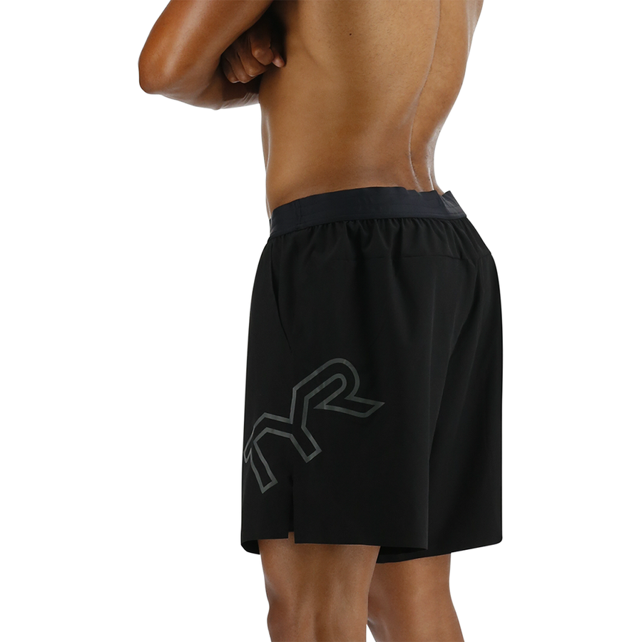 TYR Hydrosphere™ Men's Lined 7" Unbroken Big Logo Shorts - Solid Black