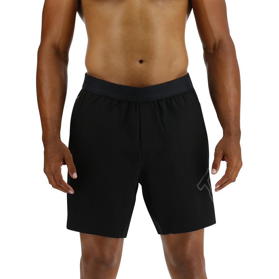 TYR Hydrosphere™ Men's Lined 7" Unbroken Big Logo Shorts - Solid Black