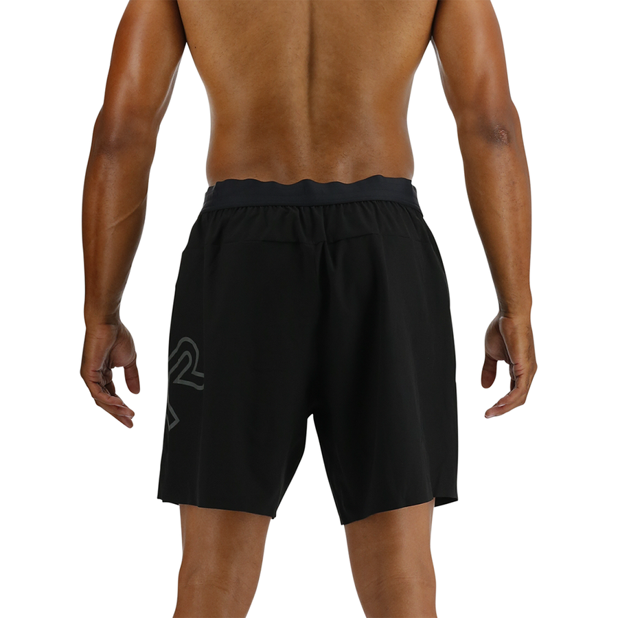 TYR Hydrosphere™ Men's Lined 7" Unbroken Big Logo Shorts - Solid Black