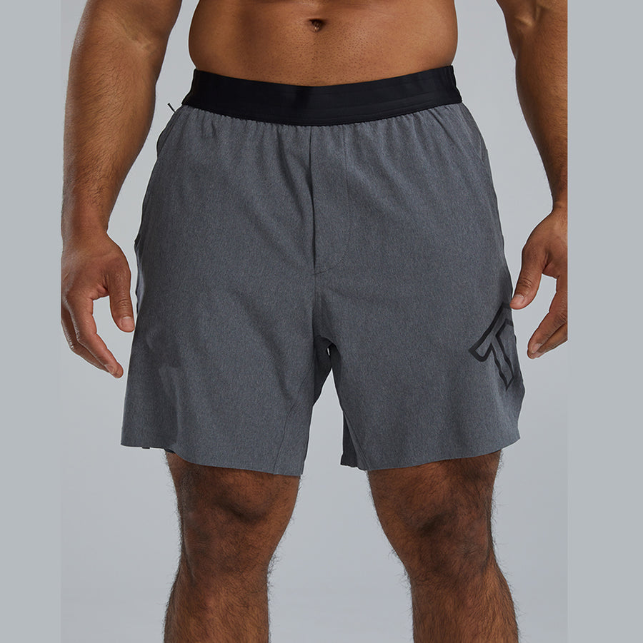 TYR Hydrosphere™ Men's Unlined 7" Unbroken Big Logo Shorts - Solid Charcoal
