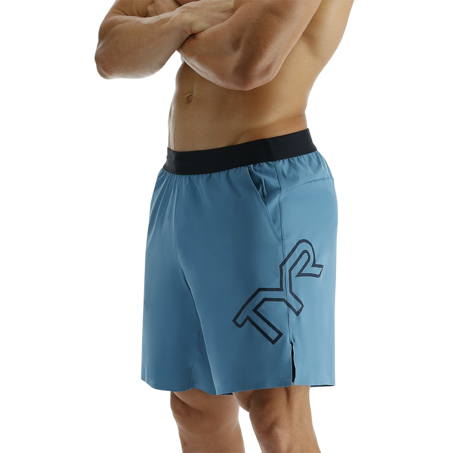 TYR Hydrosphere™ Men's Lined 7" Unbroken Big Logo Shorts - Solid Storm