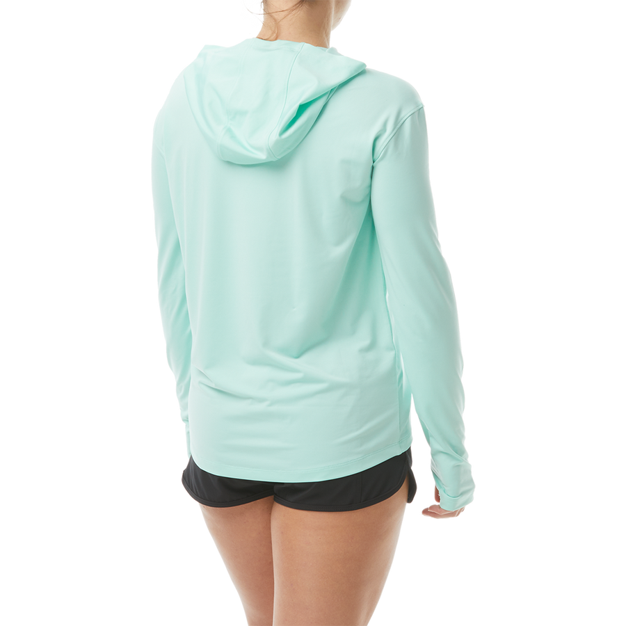 TYR Women's SUNDEFENSE™ Mint Hooded Long Sleeve Shirt