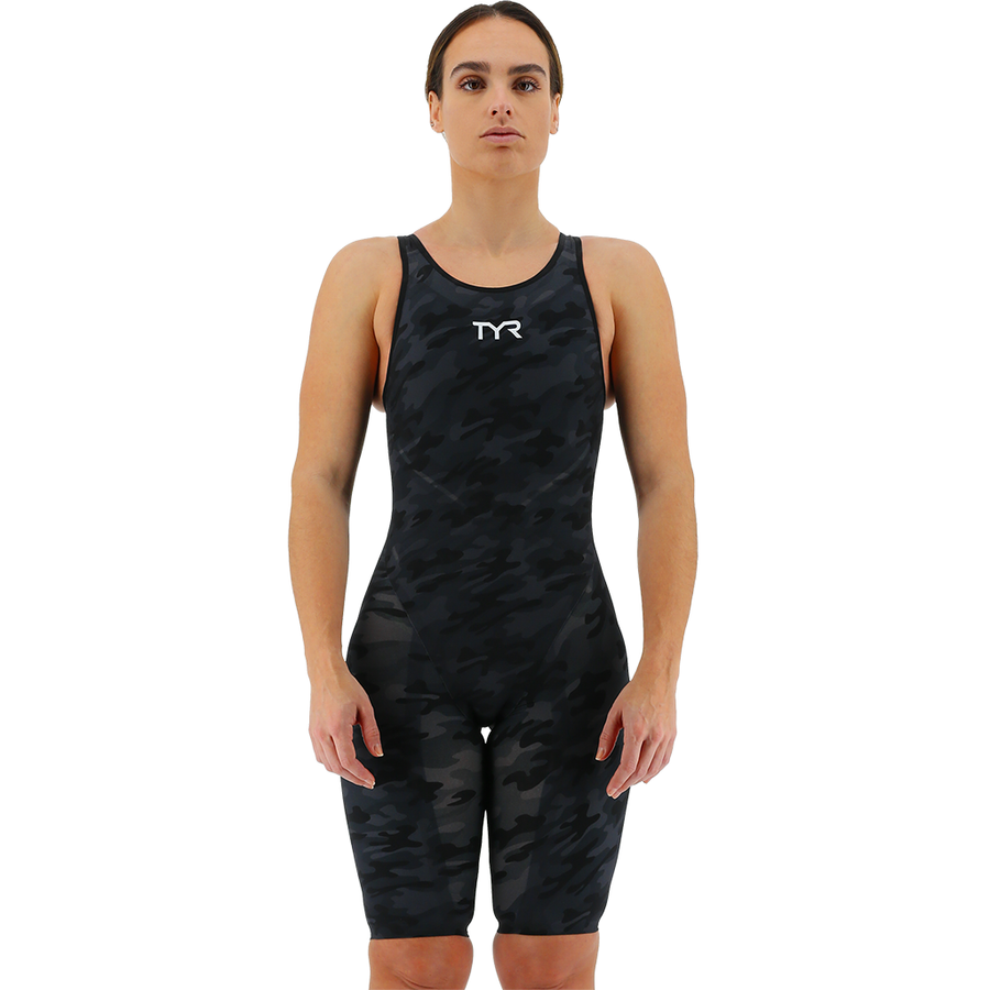 TYR Women’s Venzo™ Camo Black Open Back Swimsuit